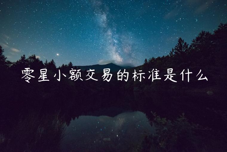 零星小額交易的標(biāo)準(zhǔn)是什么